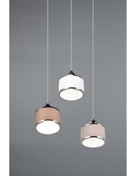 Suspension 3xE14 28W tissu chrome, réglable, IP20 – Trio - Kaprun