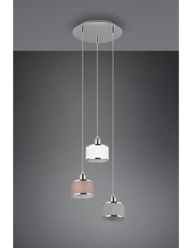 Suspension 3xE14 28W tissu chrome, réglable, IP20 – Trio - Kaprun