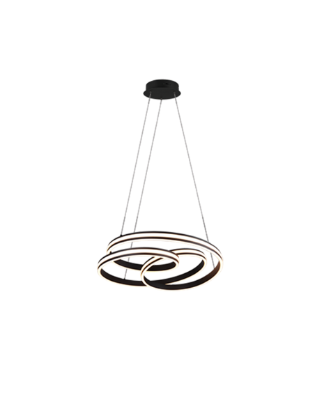 Trio Nuria – Suspension LED 60W, 7200lm, 2300/3000/4000K, noir mat
