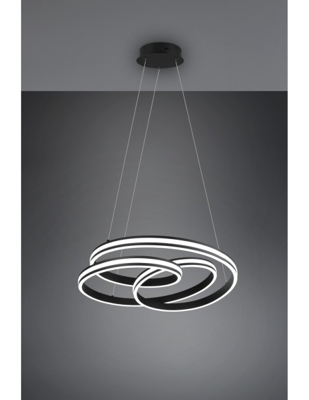 Suspension LED 60W 7200lm 2300-4000K noir mat IP20 – Trio - Nuria