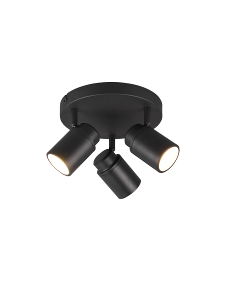 Trio Angelo – Spot 3xGU10, max 5W, métal noir mat, orientable, IP44