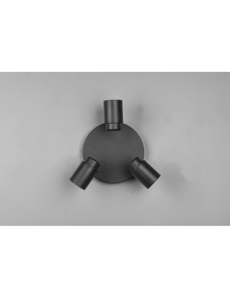 Spot mural/plafond 3xGU10 max.5W noir mat IP44 – Trio - Angelo