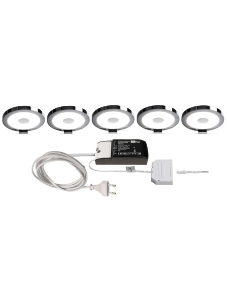 Kit 5 spots étanches ronds pour meuble cuisine et salle de bain  - Deko Light Leluminaireled.com