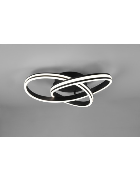 Trio Nuria – Plafonnier LED design, 2300–4000K, variateur 3 niveaux, noir mat, lumière puissante et élégante