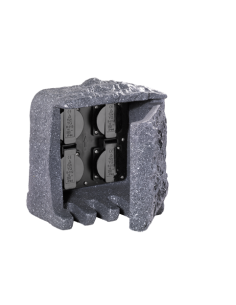 Trio Garden Socket - Prise de jardin Polyresin Gris 19x20 cm IP44 4 prises