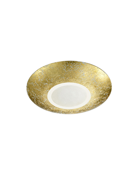 Plafonnier LED doré Trio Chiros 32 cm avec lumière indirecte, design élégant pour salon ou chambre