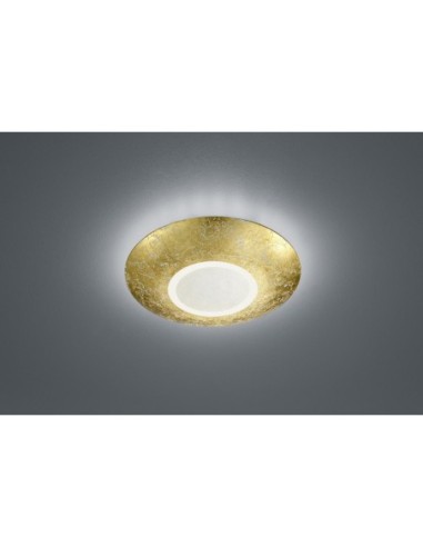 Plafonnier LED Chiros Trio avec verre clair central et finition dorée