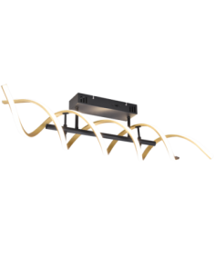 Trio Sequence - Plafonnier LED spirale 41W, variateur 3 niveaux de luminosité, métal noir et laiton