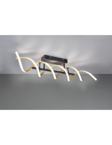 Trio Sequence - Détail du diffuseur LED spirale, lumière ajustable 2300K-4000K, métal noir et laiton