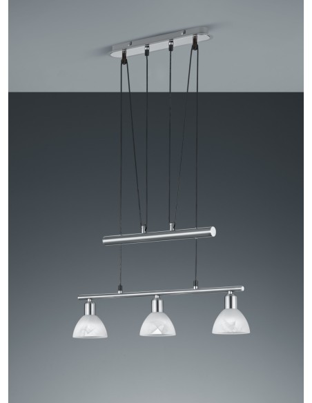 Trio Levisto - Suspension LED avec verre albâtre et finition nickel mat