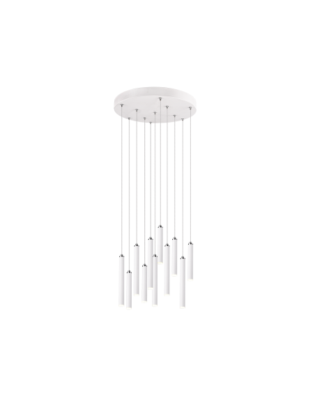 Trio Tubular - Suspension LED design 11x2,8W blanc mat avec hauteur réglable jusqu’à 150 cm