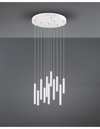 Trio Tubular - Suspension LED élégante installée au-dessus d’une table à manger moderne