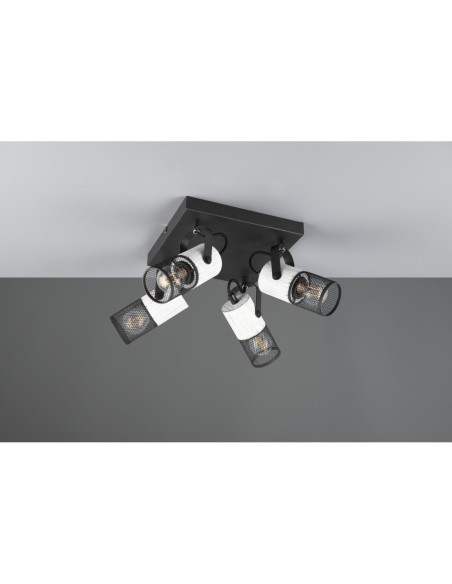 Plafonnier 4 Spots 4xE14, max. 40W, 22 x 22 x 19,5 cm - Trio - Tosh