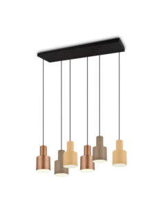 Trio Agudo - Suspension LED 6xE27 multicouleur taupe, design minimaliste