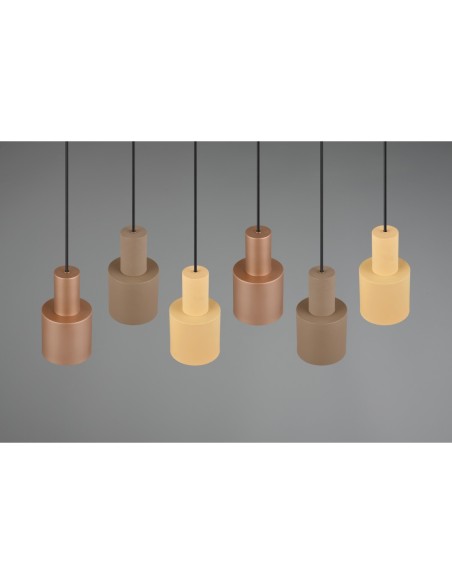 Suspension LED 6xE27, max. 40W Multicouleur, Taupe - Trio - Agudo