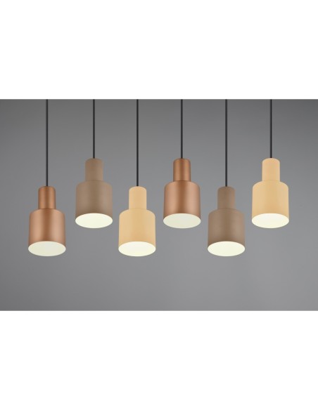 Suspension LED 6xE27, max. 40W Multicouleur, Taupe - Trio - Agudo