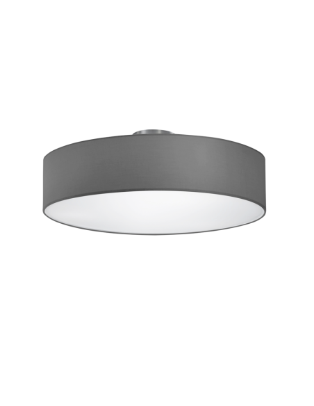 Trio Hotel - Plafonnier LED 3xE27 60W abat-jour tissu gris, structure nickel mat