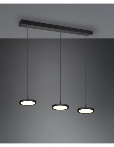 Trio Tray – Finition noire mate et forme minimaliste des trois lampes suspendues LED