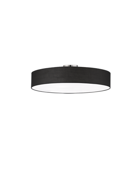 Trio Hotel – Plafonnier rond en tissu noir Ø65 cm, 5 lumières E27