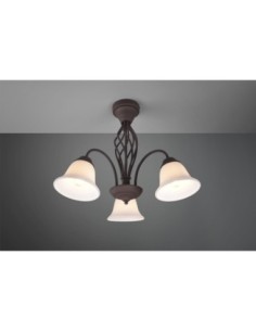 Trio Rustica – Plafonnier rustique Ø55 cm avec 3 douilles E14, verre blanc et finition rouille 2