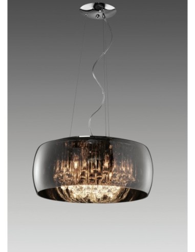 Suspension Led 6 lampes culot G9 chrome verre miroir - Trio - Vapore