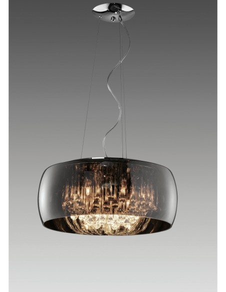 Suspension Led 6 lampes culot G9 chrome verre miroir - Trio - Vapore