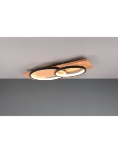 Plafonnier LED 30W, 3500lm, 3000K, Noir Mat, Bois - Trio - Barca 2