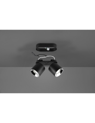 Plafonnier spot noir mat Guayana Trio métal