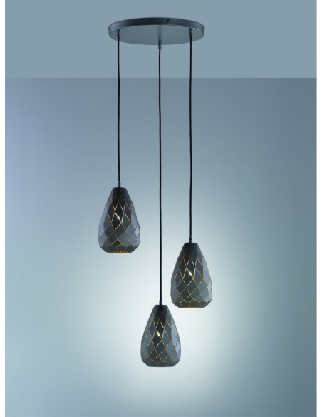 Suspension Led 3xE27, max. 42W, Anthracite, IP20 - Trio - Onyx