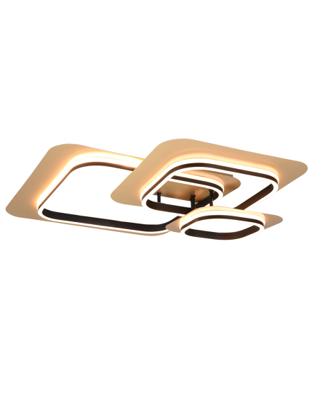 Trio Lugo – Plafonnier LED SMD 50W noir mat et or 6150lm 3000K carré design
