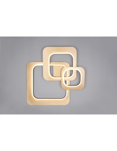 Trio Lugo – Plafonnier LED installé dans un salon moderne, ambiance chic noir et or