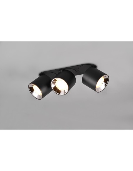 Trio Guayana – Détail des têtes orientables du plafonnier LED noir mat