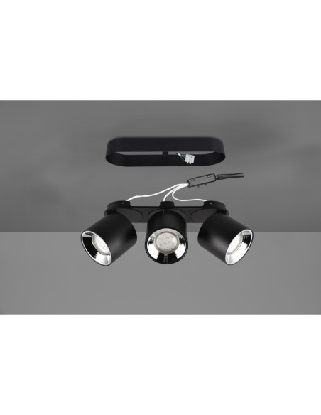 Plafonnier LED, 3xGU10,  noir mat, orientable – Trio – Guayana