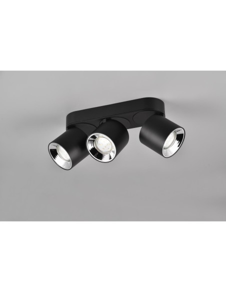 Plafonnier LED, 3xGU10,  noir mat, orientable – Trio – Guayana