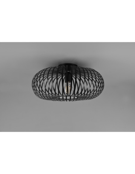 Plafonnier LED, 1xE27,  métal noir mat, diamètre 40cm – Trio – Johann