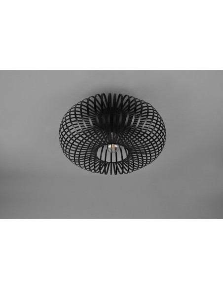 Plafonnier LED, 1xE27,  métal noir mat, diamètre 40cm – Trio – Johann