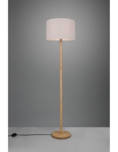 Trio Korba – Lampadaire élégant en bois naturel et tissu blanc, ambiance chaleureuse et accueillante 2