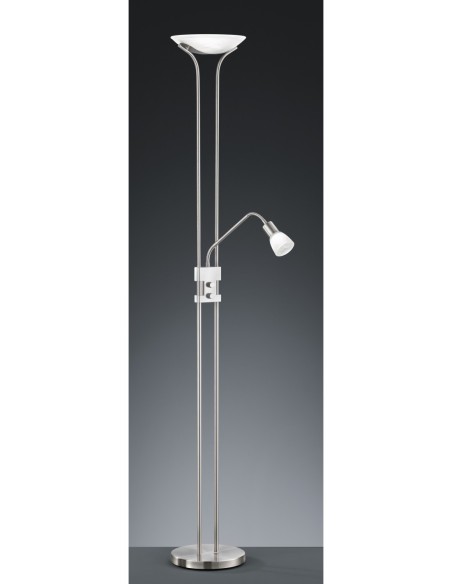 Trio Santo II – Lampadaire élégant nickel mat, variateur intégré et double éclairage pour plus de confort