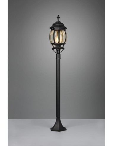 TRIO Elvo – Lampadaire extérieur élégant, aluminium moulé noir mat, pour ampoule E27 jusqu’à 60W