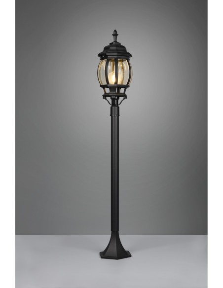 TRIO Elvo – Lampadaire extérieur élégant, aluminium moulé noir mat, pour ampoule E27 jusqu’à 60W