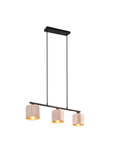 TRIO JULIETA – Suspension 3xE14, velours beige et doré, élégance et douceur lumineuse