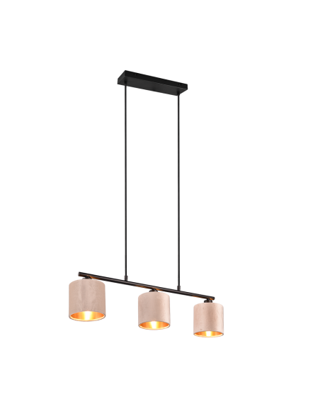 TRIO JULIETA – Suspension 3xE14, velours beige et doré, élégance et douceur lumineuse