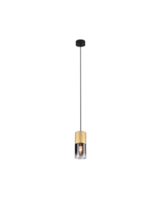 Trio Robin – Suspension 1xE27 max 28W, verre fumé, laiton mat, Ø10 cm