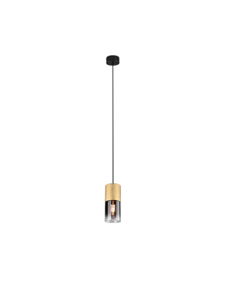 Trio Robin – Suspension 1xE27 max 28W, verre fumé, laiton mat, Ø10 cm