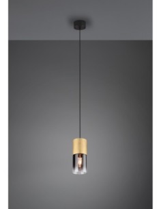 Trio Robin – Suspension 1xE27 max 28W, verre fumé, laiton mat, Ø10 cm 2