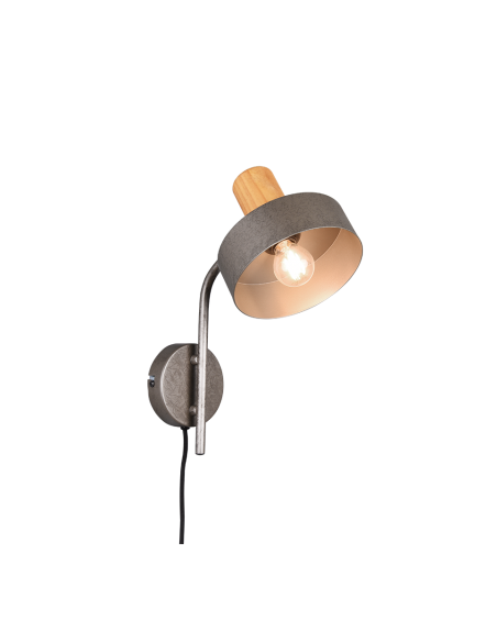 Trio Gaya – Applique murale 1xE14 max 10W, métal nickel antique, bois, 32 x 15 cm
