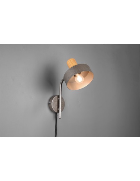 Trio Gaya – Applique design métal nickel antique avec détails bois, interrupteur intégré