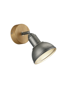 Trio Delhi – Spot mural 1xE14 max 40W, métal nickel antique, bois, 20,5 cm