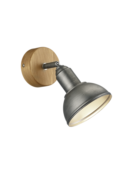 Trio Delhi – Spot mural 1xE14 max 40W, métal nickel antique, bois, 20,5 cm