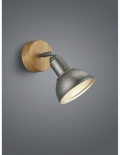 Trio Delhi – Spot mural 1xE14 max 40W, métal nickel antique, bois, 20,5 cm 2